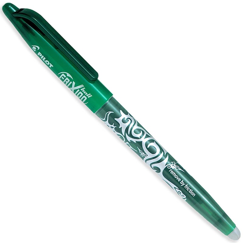 Pilot Frixion Heat/Friction Erasable Rollerball Pen FR7 - Medium Line 0.7mm Tip Nib - Pillow Pack of 1 Pen + 3 Refills (Green) - Image 2